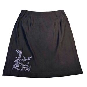 Style & Co Collection/A-Line Skirt/Size 8/Black/Floral Embroidered/Knee Length